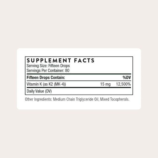 THORNE - Vitamin K2 - Concentrated Vitamin K2 (as MK-4) Liquid Supplement - Supports Bone, Heart & and Blood Vessel Health* - Third-Party Certified - Gluten, Dairy & Soy-Free - 1 Fl Oz