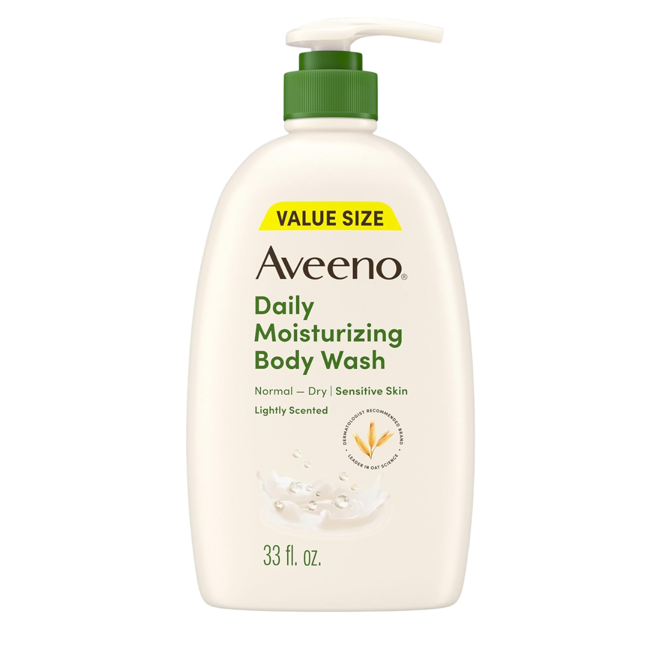 Aveeno Daily Moisturizing Body Wash for Dry & Sensitive Skin + Prebiotic Oat, Body Wash Gently Cleanses & Nourishes Dry Skin, Lightly Scented, Dye- & Paraben-Free, 18/33 fl. oz