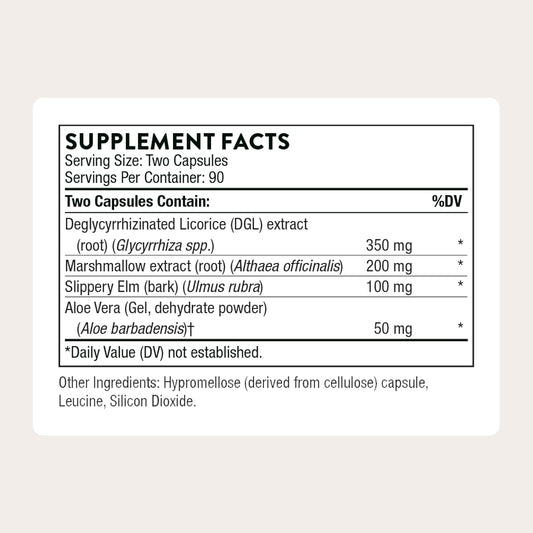 THORNE - GI Relief - Digestion Supplement - Supports Gut Health & Bloating Relief* - Formulated with Marshmallow Root, Aloe Vera Gel, DGL & Slippery Elm Bark - Third-Party Certified - 180 Capsules