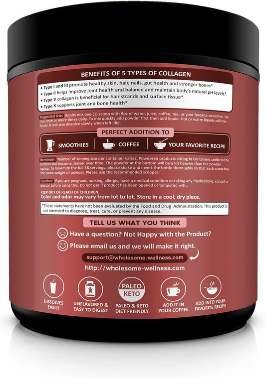 Wholesome Wellness Premium Multi Collagen Peptides Protein Powder