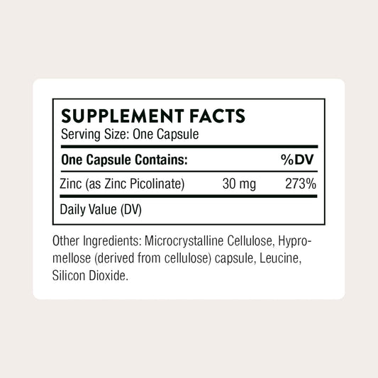 THORNE - Zinc Picolinate 30 mg - Well-Absorbed Zinc Supplement for Growth and Immune Function - Promotes Healthy Skin & Eyes* - Third-Party Certified - Gluten, Dairy & Soy-Free - 60 Capsules