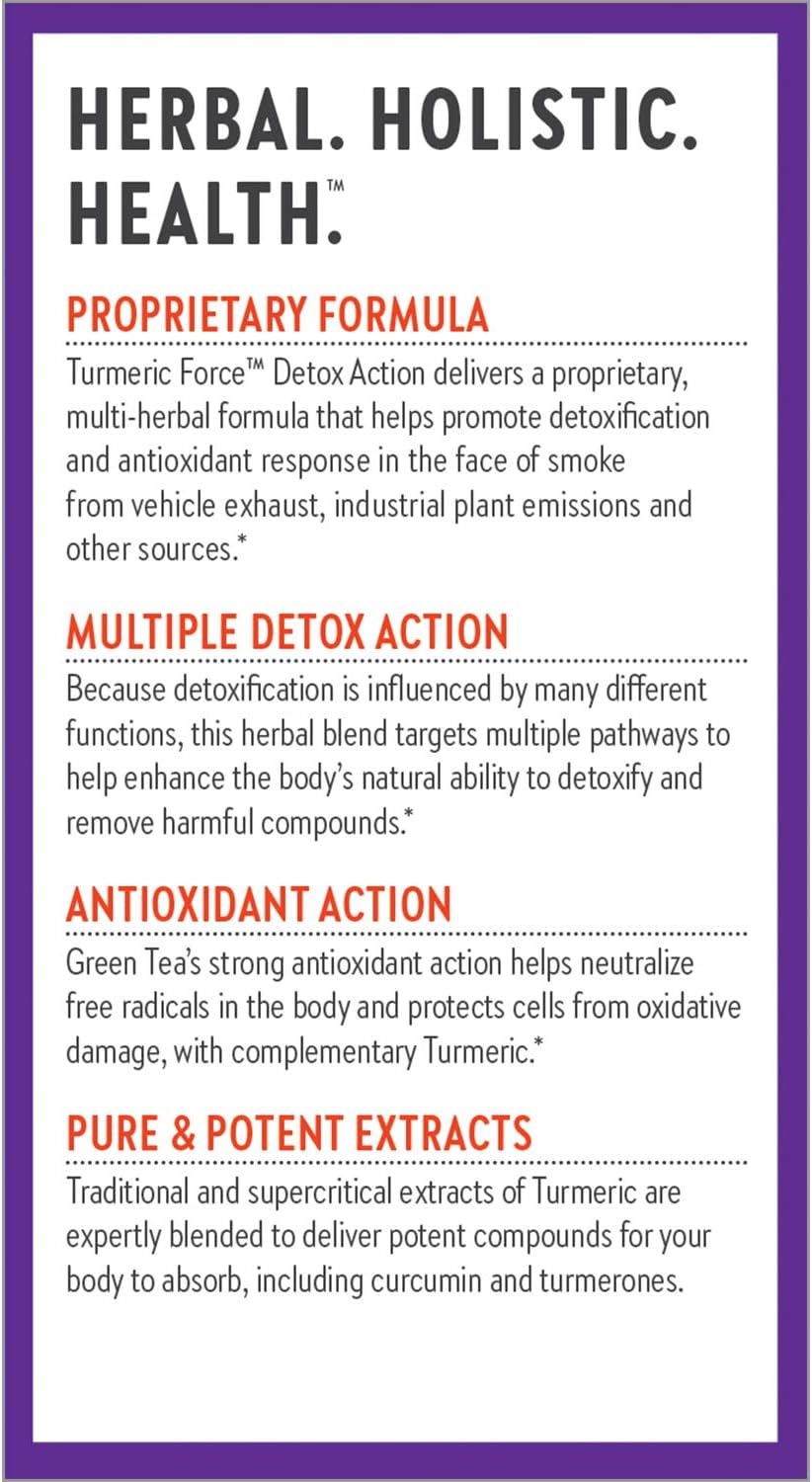 New Chapter Turmeric Supplement + Daily Detox Turmeric Force Detox Action with Green Tea + Ginger + NO Black Pepper Needed + NonGMO Ingredients Vegetarian Capsule, 60 Count