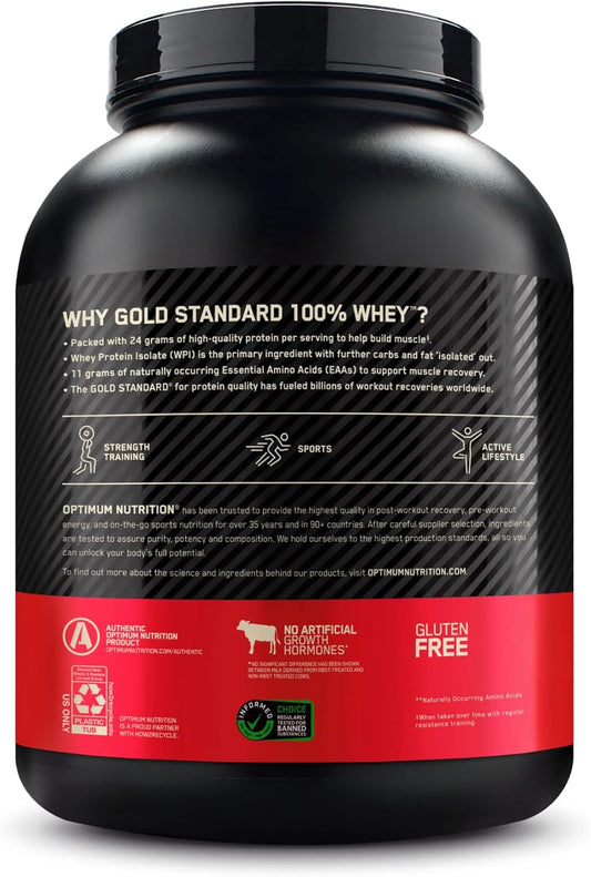 Optimum Nutrition Gold Standard 100% Whey Protein Powder, Vanilla Ice Cream, 1/2/5 Lbs