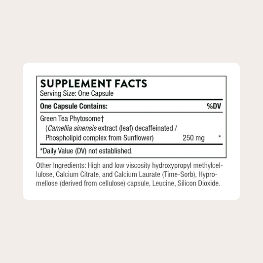 THORNE - Green Tea Phytosome - Provides Antioxidant Support, Liver Protection & Thermogenesis and Metabolic Benefits* - Caffeine-Free - Third-Party Certified - Gluten, Dairy & Soy-Free - 60 Capsules