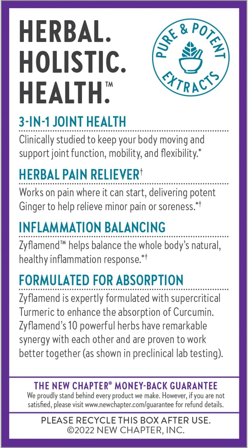New Chapter Zyflamend - Pain Relief, Inflammation & Joint Support Supplement* - Herbal Blend Includes Turmeric, Ginger & Rosemary - Contains No DLPA - Non-GMO, Vegetarian & Gluten Free - 60 Capsules