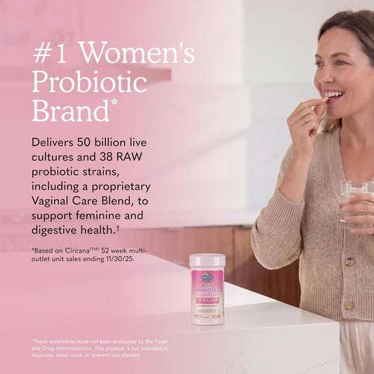 Garden of Life Raw Probiotics Vaginal Care - 50 Billion CFU - 38 Probiotic Strains - Supports Vaginal & Urinary Tract Health - Shelf Stable - 30 Vegetarian Capsules