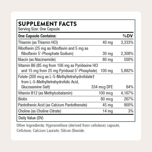 THORNE - B-Complex #6 - Vitamin B Complex with Active Forms of Essential B Vitamins & Extra B6-60 Servings