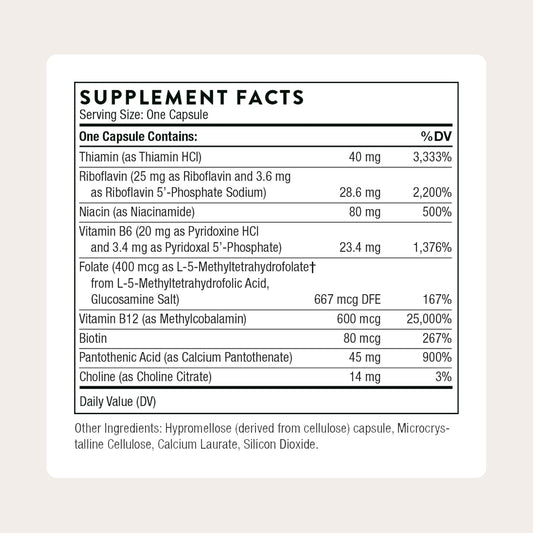 THORNE - B-Complex #12 - Vitamin B Complex with Choline Supplement - Supports Cellular Energy Production & a Healthy Nervous System* - Third-Party Certified - Gluten, Dairy & Soy-Free - 60 Capsules