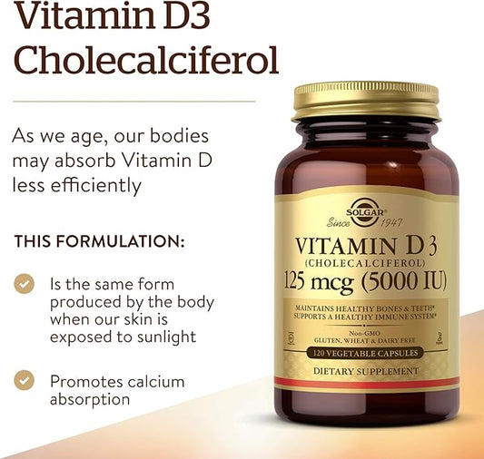 Solgar Vitamin D3 (Cholecalciferol) 125 Mcg (5000 IU)