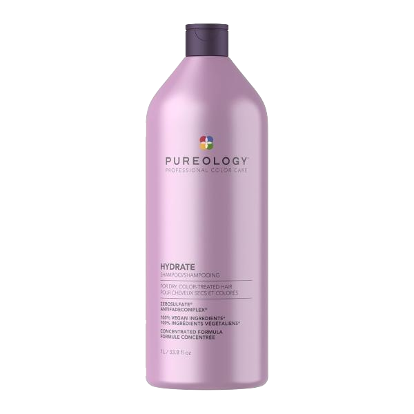 Pureology Hydrate Shampoo - For Dry or Color Treated Hair, Moisturizing Shampoo For Hydration & Softness, With Rose Extract & Green Tea, Vegan & Sulfate-Free