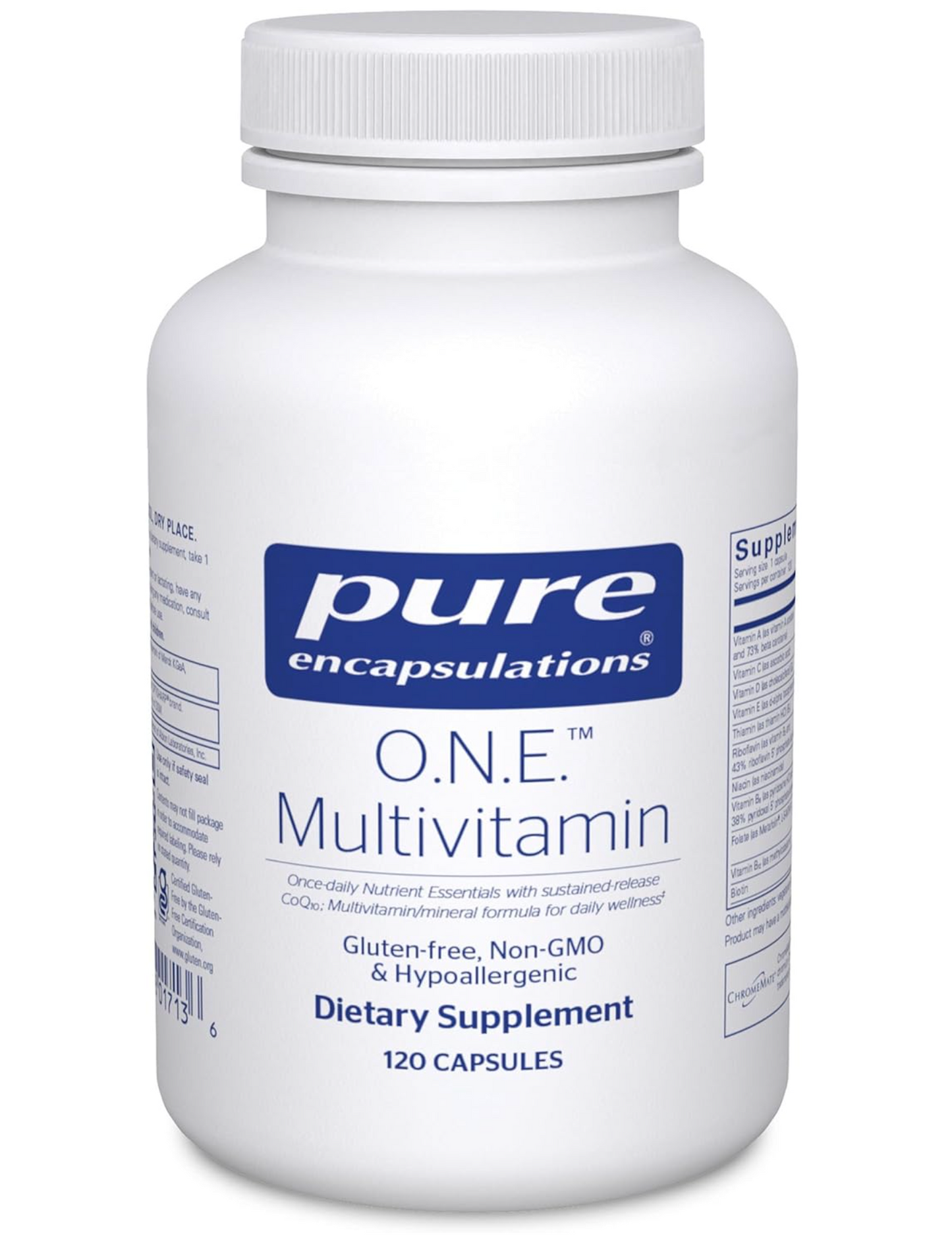 Pure Encapsulations O.N.E. Multivitamin - Once Daily Multivitamin with Antioxidant Complex Metafolin, CoQ10, and Lutein to Support Vision, Cognitive Function, and Cellular Health* - 30/60/120 Capsules