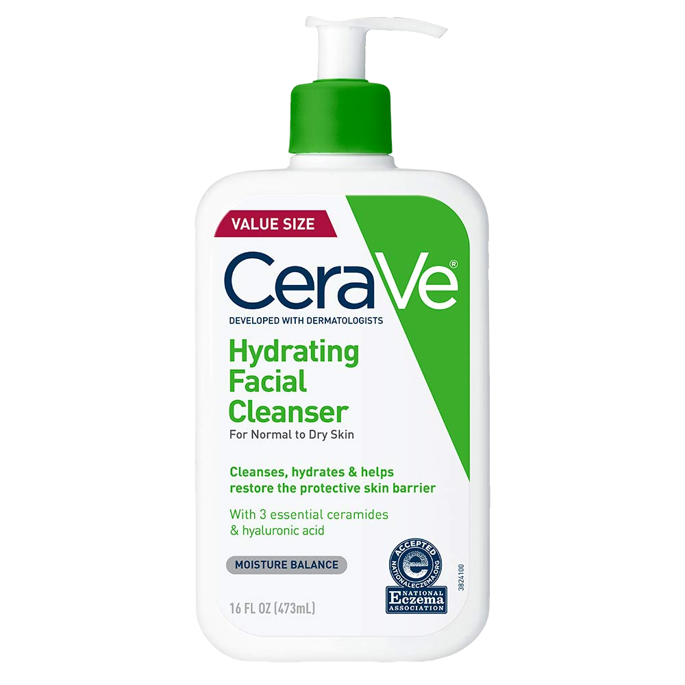 CeraVe Hydrating Facial Cleanser, Moisturizing Face Wash For Dry Skin, Hyaluronic Acid + Ceramides + Glycerin, Hydrating Cleanser For Normal To Dry Skin, National Eczema Association Certified