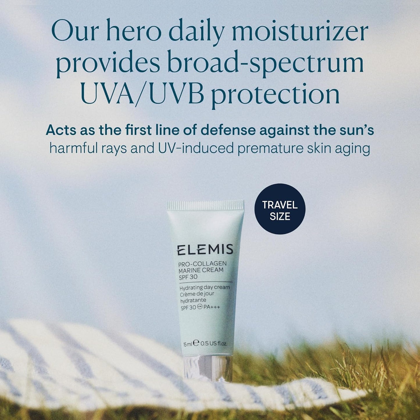 ELEMIS Pro-Collagen Marine Cream SPF 30, Lightweight Anti-Wrinkle Daily Facial Moisturizer & Sunscreen for Face, Pro-Collagen Skin Care to Firm & Hydrate, Anti-Aging Face Lotion for Women