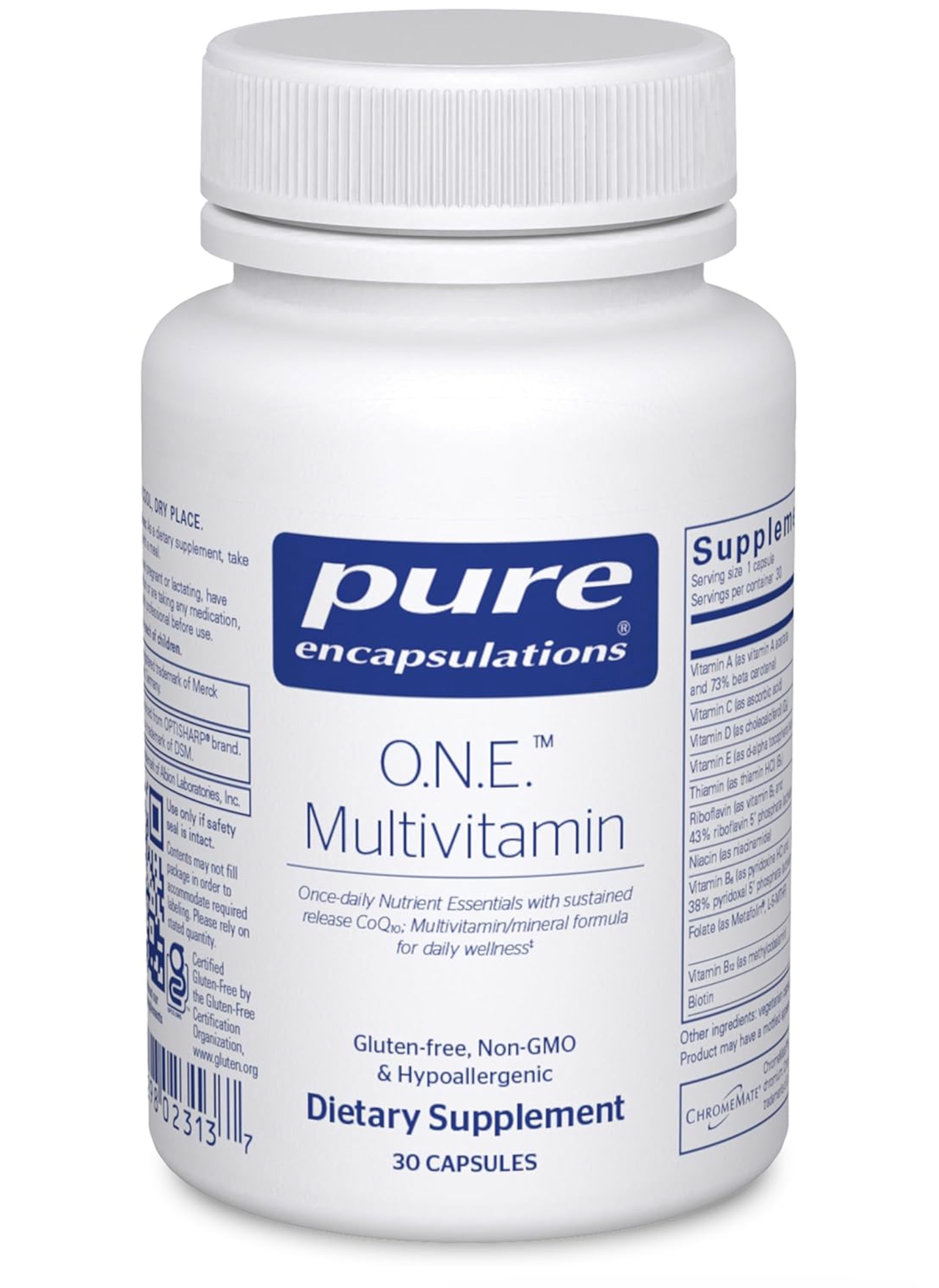 Pure Encapsulations O.N.E. Multivitamin - Once Daily Multivitamin with Antioxidant Complex Metafolin, CoQ10, and Lutein to Support Vision, Cognitive Function, and Cellular Health* - 30/60/120 Capsules
