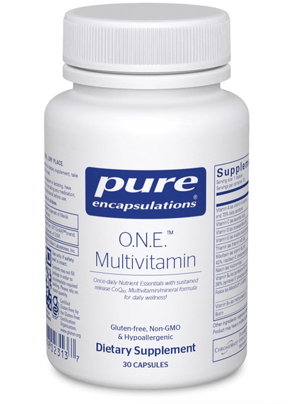 Pure Encapsulations O.N.E. Multivitamin - Once Daily Multivitamin with Antioxidant Complex Metafolin, CoQ10, and Lutein to Support Vision, Cognitive Function, and Cellular Health* - 30/60/120 Capsules