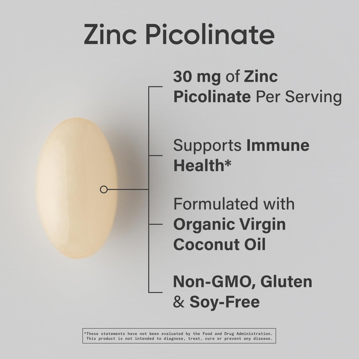 Sports Research® Zinc Picolinate 50mg w/Organic Coconut Oil, 60 Softgels | High Potency Zinc Supplement for Healthy Immune & Enzyme Function - Non-GMO Tested & Gluten-Free, 60 Servings