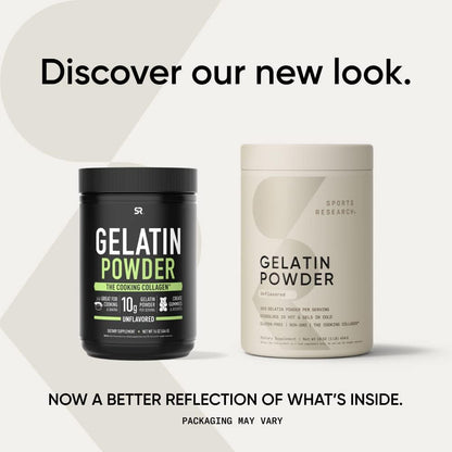 Sports Research® Gelatin Collagen Cooking Powder, 16oz | 10g Beef Gelatin from Grass-Fed Cows | Bone, Skin & Joint Health | Great for Cooking, Baking & Emulsifying - 45 Servings