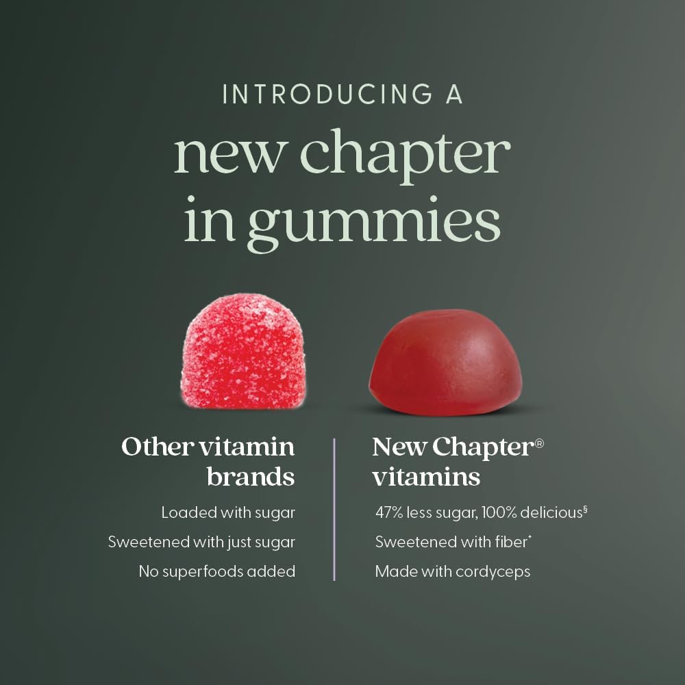 New Chapter® Organic Vitamin B12+ Gummies – 47% Less Sugar§, USDA Organic Vegan B12, Two Daily Gummies for Cellular Energy Support with Cordyceps, Non-GMO, Gluten Free, Raspberry Flavored, 60ct