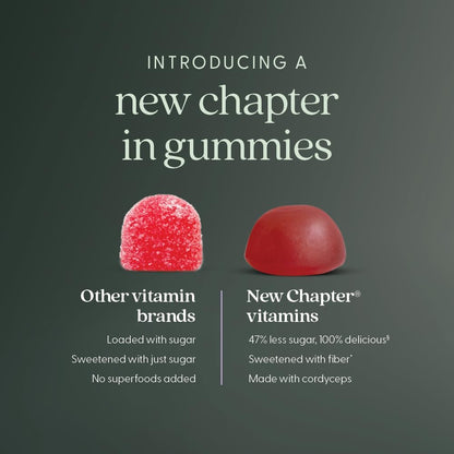 New Chapter® Organic Vitamin B12+ Gummies – 47% Less Sugar§, USDA Organic Vegan B12, Two Daily Gummies for Cellular Energy Support with Cordyceps, Non-GMO, Gluten Free, Raspberry Flavored, 60ct