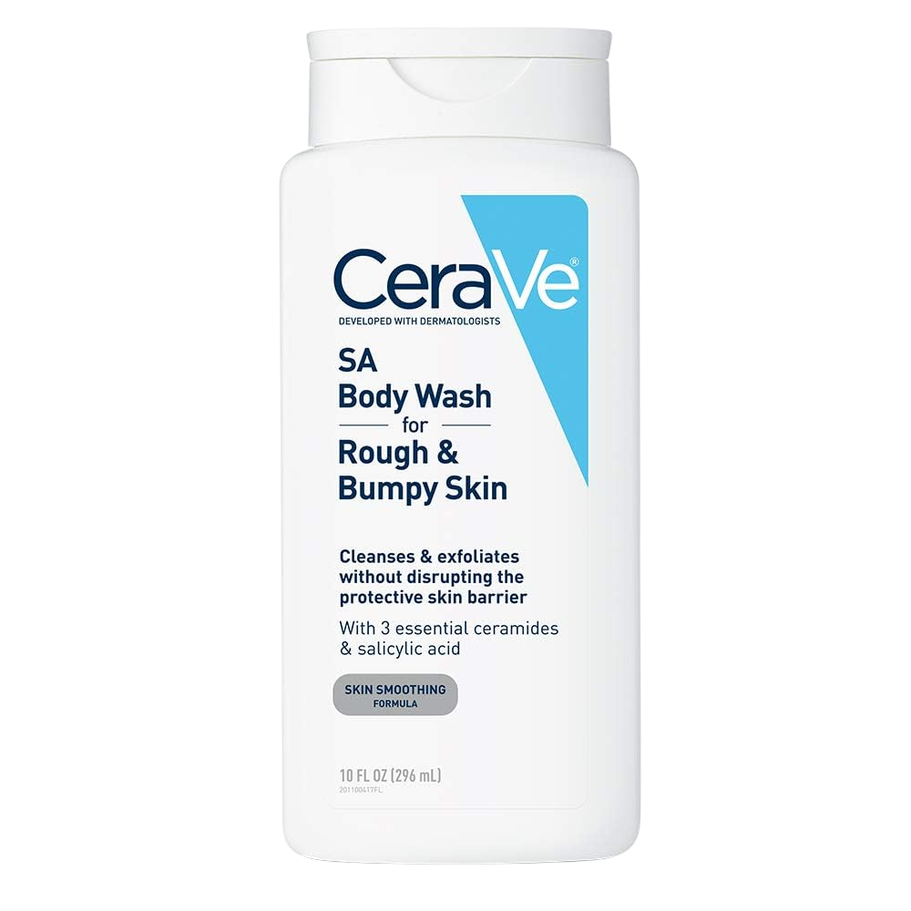 CeraVe Body Wash with Salicylic Acid, Fragrance Free Body Wash to Exfoliate Rough and Bumpy Skin, Allergy Tested, 10 Oz
