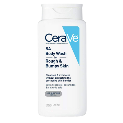 CeraVe Body Wash with Salicylic Acid, Fragrance Free Body Wash to Exfoliate Rough and Bumpy Skin, Allergy Tested, 10 Oz