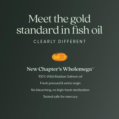 New Chapter Wholemega for Moms Fish Oil Supplement, Tiny Capsules, 2000mg per Serving, Prenatal DHA with Omega-3 + Vitamin D3 for Prenatal & Postnatal Support, 500mg Each - 90 Count
