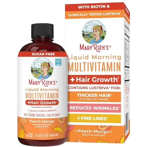 MARYRUTH'S Liquid Multivitamin+Hair Growth | Biotin 10000mcg | Lustriva Hair Growth Supplement | Clinically Tested in Women for Thicker Hair&Facial Wrinkle | Skin Care | Ages 18+