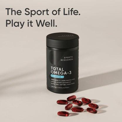 Sports Research® Total Omega-3 Fish Oil 2200mg w/Astaxanthin, 120 Count | Made from Antarctic Krill w/Astaxanthin, Wild Sockeye Salmon & Alaska Pollock - 960mg of EPA & DHA - 60 Servings