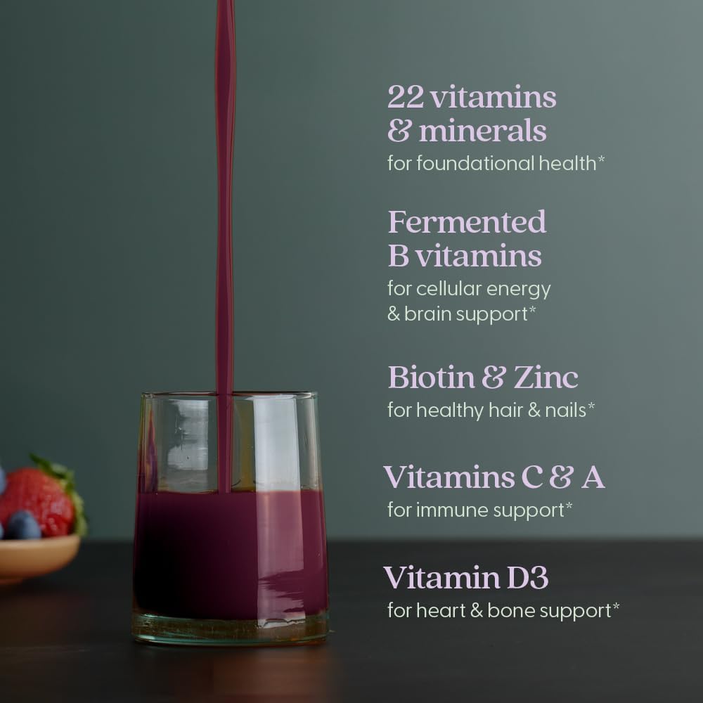 New Chapter Liquid Multivitamin + Mineral Supplement - Whole-Body Support for Adults, Teens & Kids 2+* - 22 Essential Vitamins & Minerals - Ready to Absorb Faster - Mixed Berry Flavored - 30 oz