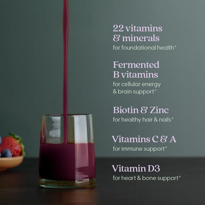 New Chapter Liquid Multivitamin + Mineral Supplement - Whole-Body Support for Adults, Teens & Kids 2+* - 22 Essential Vitamins & Minerals - Ready to Absorb Faster - Mixed Berry Flavored - 30 oz