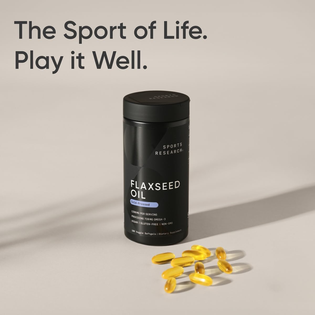 Sports Research® Vegan Flaxseed Oil 1200mg, 180 Plantgels™ | Herbal Supplement with Plant-Based ALA Omega 3 - Vegan Certified & Non-GMO Verified - Gluten, Soy & Carrageenan Free