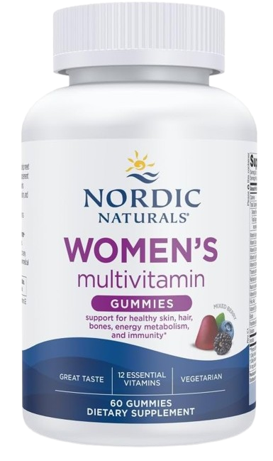 Nordic Naturals Women's Multivitamin Gummies, Mixed Berry - 60 Gummies - Support for Healthy Skin, Hair, Bones, Energy & Immunity - Non-GMO, Vegetarian - 30 Servings
