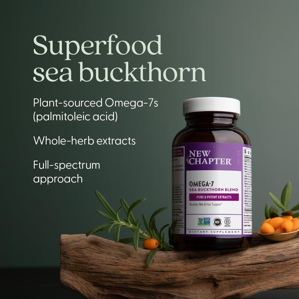 New Chapter Supercritical Omega 7 with Sea Buckthorn + Plant Sourced Fatty Acids + Omega 7 + Non-GMO Ingredients - 60 Vegetarian Capsule