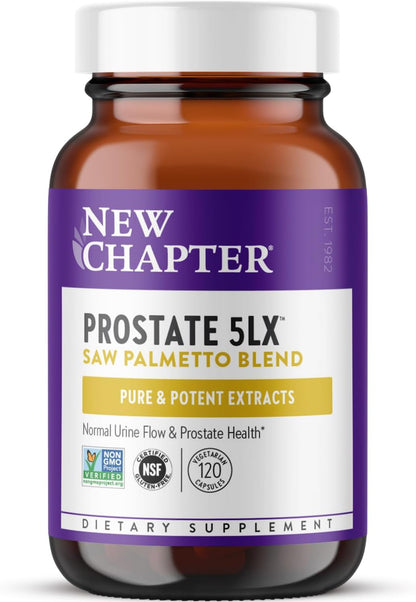 New Chapter Prostate Supplement - Prostate 5LX with Clinical Strength Saw Palmetto + Fermented Selenium for Men’s Wellness - 60 ct Vegetarian Capsule