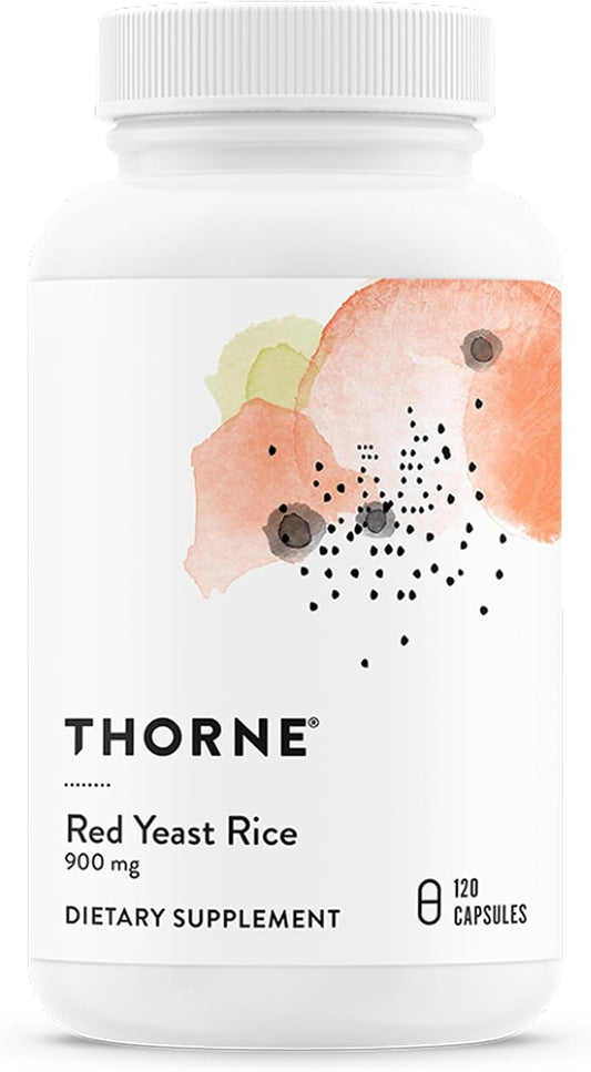 THORNE - Red Yeast Rice - Supports Healthy Cholesterol Levels Already in a Normal Range, Heart Health & Blood Pressure* - Third-Party Certified - Gluten-Free, Dairy-Free - 120 Capsules