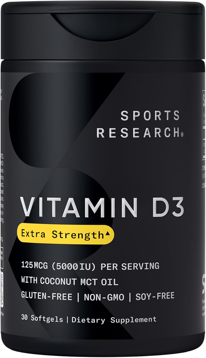 Sports Research® Vitamin D3 4000iu/100mcg with Coconut MCT Oil, 360 Count | Double Strength Vitamin D Supplement | Supports Healthy Bones & Immune Function | Non-GMO · Soy Free - 360 Servings