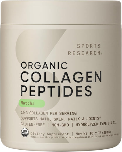 Sports Research® Collagen Peptides Protein Powder 16oz (Unflavored) | 11g Grass-Fed Collagen per Scoop · Hair, Skin & Joint Support · Easy to Mix in Coffee & Shakes - 41 Servings