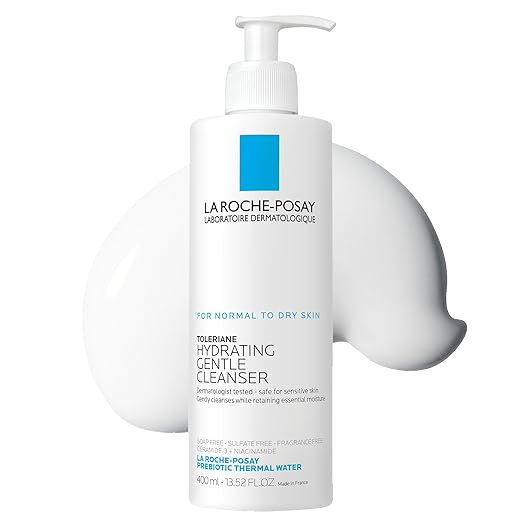 La Roche-Posay Toleriane Hydrating Gentle Face Cleanser, Hydrating Facial Cleanser With Niacinamide + Ceramides, Daily Face Wash For Dry Skin To Normal Skin, Sensitive Skin Tested, Fragrance Free