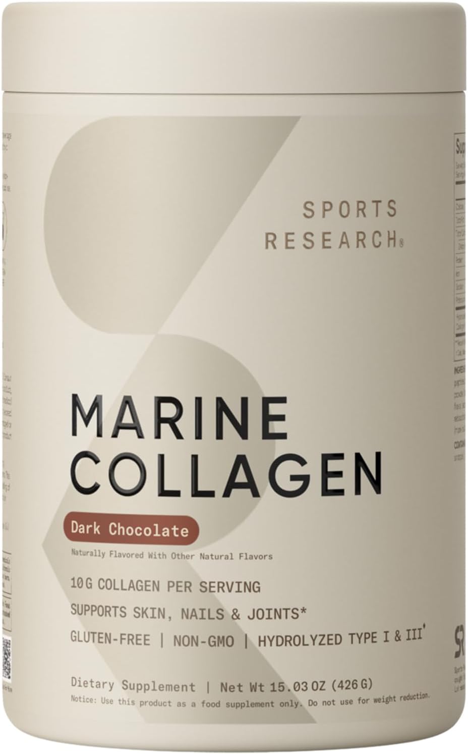 Sports Research® Collagen Beauty Complex - 30 Servings (Unflavored) | 5g Marine Collagen Peptides with Hyaluronic Acid, Vitamin C + Biotin | Skin & Joint Health | Pescatarian Freindly, Non-GMO
