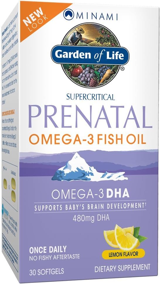 Garden of Life Minami Prenatal Omega-3 DHA Fish Oil Supplement with 480mg DHA & 104mg EPA – Prenatal Omega 3 Fish Oil for Pregnancy & Breastfeeding, Non-GMO, Lemon Flavored, 30 Softgels