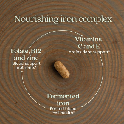 New Chapter Iron Supplement, Whole-Food Fermented Iron Complex Made with Organic Vegetables & Herbs + One Daily Non-Constipating Dose- 60ct, 2 Month Supply