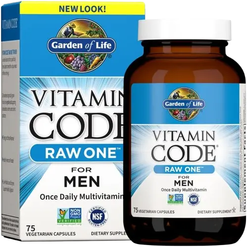 Garden of Life Vitamin Code Raw One for Men, Once Daily Multivitamin, One a Day Mens Vitamins Plus Fruit, Veggies & Probiotics for Mens Health, Vegetarian Multivitamins