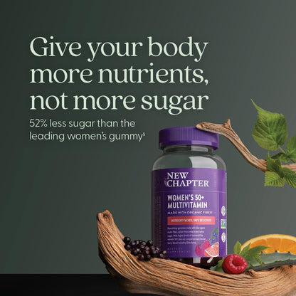 New Chapter Women’s 50+ Multivitamin Gummies – 52% Less Sugar, Women’s Healthy Aging Gummy Vitamins with Vitamin C, B Vitamins & Zinc, Non-GMO, Gluten Free, Berry Citrus Flavored, 90 ct