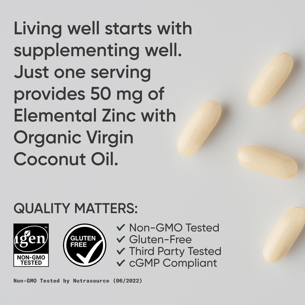 Sports Research® Zinc Picolinate 50mg w/Organic Coconut Oil, 60 Softgels | High Potency Zinc Supplement for Healthy Immune & Enzyme Function - Non-GMO Tested & Gluten-Free, 60 Servings