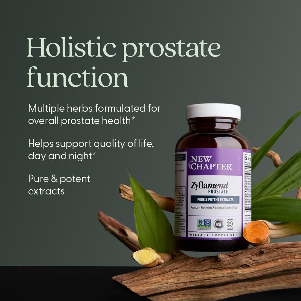 New Chapter Prostate Supplement Zyflamend Prostate with Saw Palmetto + Pumpkin Seed Oil + Turmeric for Prostate Health Vegetarian Capsule, 60 Count