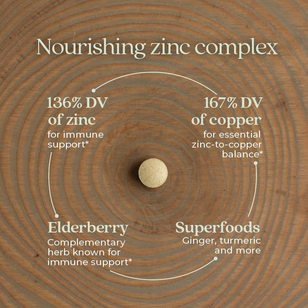 New Chapter Zinc Supplement, Fermented Zinc Complex, ONE Daily for Immune Support + Skin Health, Mineral-Balancing Formula Rich in Copper, Easy to Swallow & Digest, 30 Count (1 Month Supply)