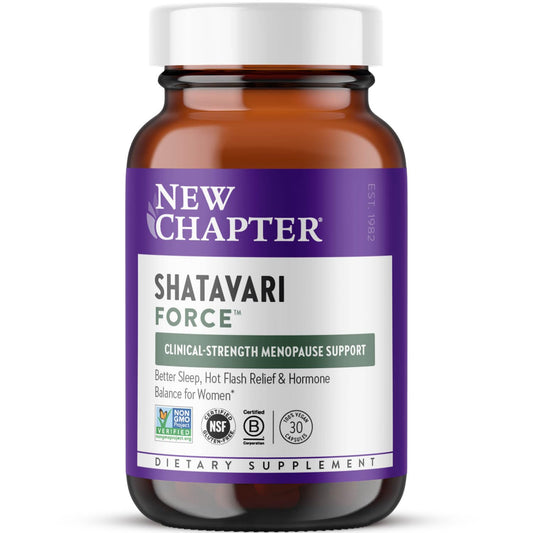 New Chapter Shatavari Supplement for Peri-Menopause & Post-Menopause Support – 4x Concentrated Herb Shatavari Relieves Hot Flashes & Night Sweats, Balances Women’s Hormones - Herbal Sleep Aid*, 30 ct