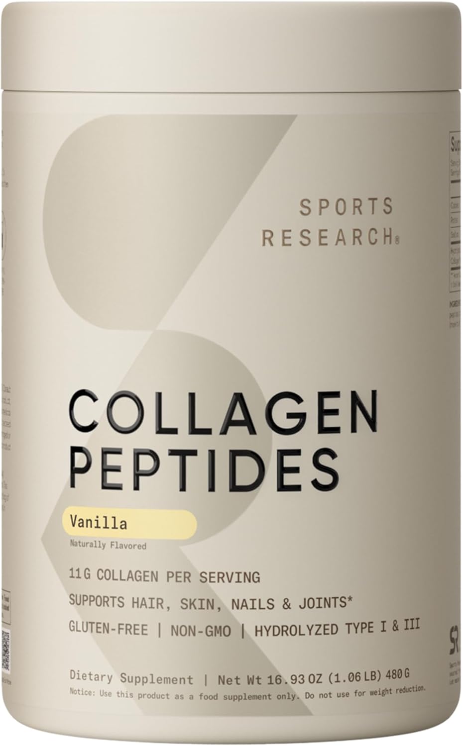 Sports Research® Collagen Beauty Complex - 30 Servings (Unflavored) | 5g Marine Collagen Peptides with Hyaluronic Acid, Vitamin C + Biotin | Skin & Joint Health | Pescatarian Freindly, Non-GMO