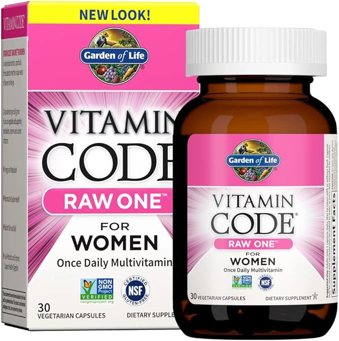 Garden of Life Multivitamin for Women, Vitamin Code Raw One for Women, Once Daily Women's Multi - 30 Capsules, One a Day Vitamins Whole Food Iron, Probiotics for Womens Health, Gluten Free Vegetarian