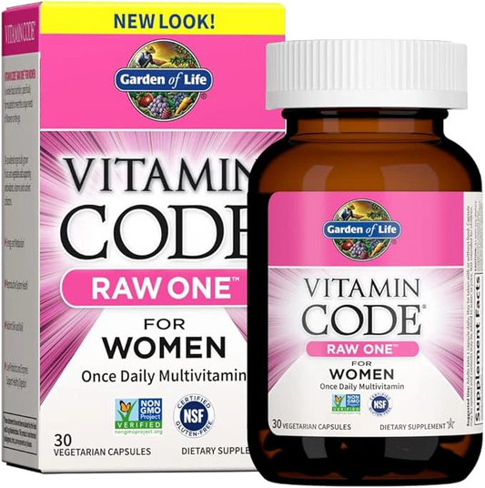 Garden of Life Multivitamin for Women, Vitamin Code Raw One for Women, Once Daily Women's Multi - 30 Capsules, One a Day Vitamins Whole Food Iron, Probiotics for Womens Health, Gluten Free Vegetarian
